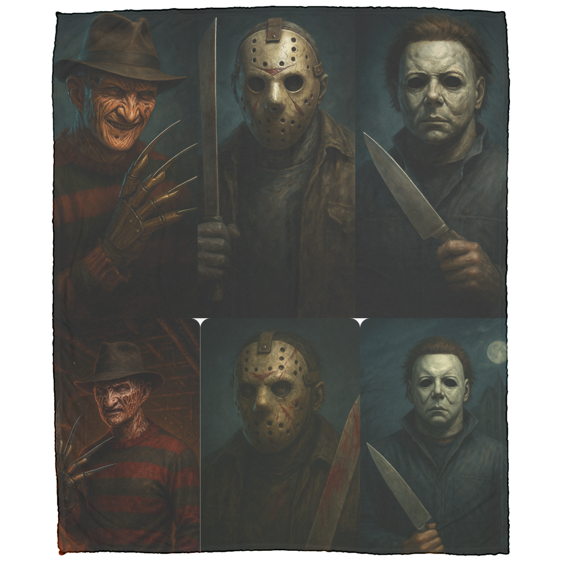 Horror Movie Fleece Blanket – Freddy Jason Michael Myers Plush Throw – Scary Halloween Gift”