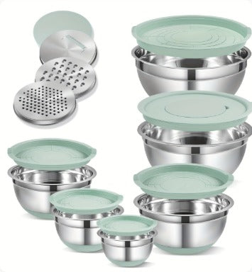 ✨ Premium Nesting Mixing Bowls Set with Airtight Lids & Grater Attachments
