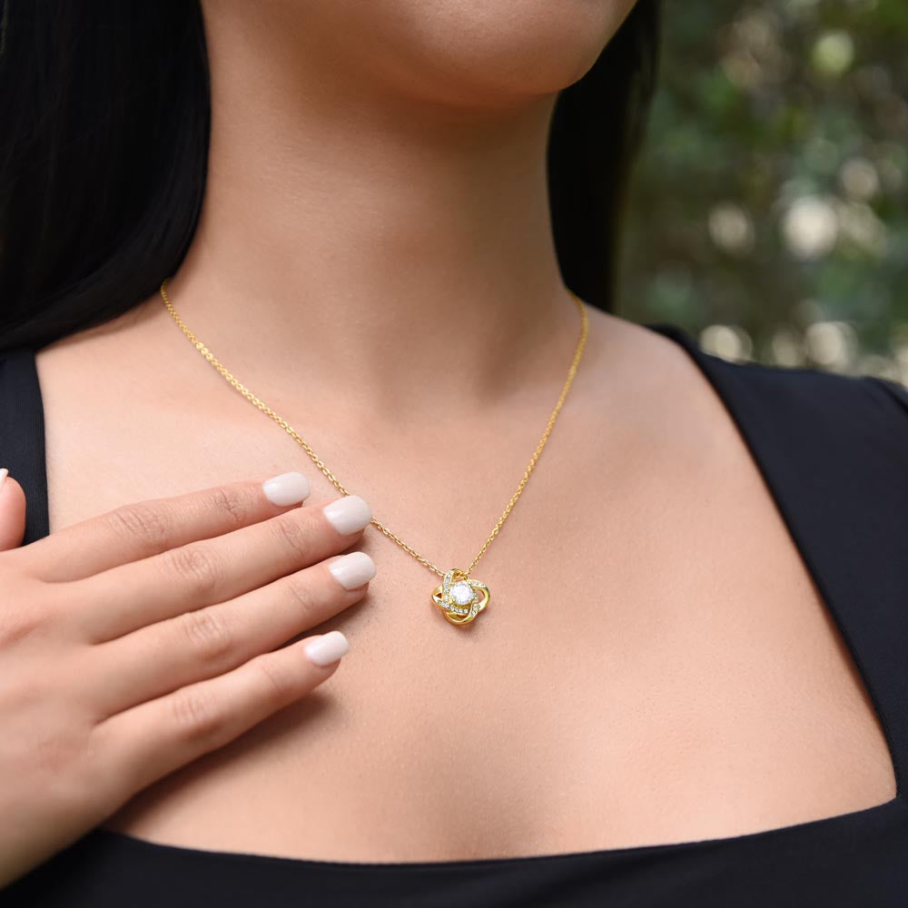 My Love Knot Necklace – Romantic Gift for Wife, Girlfriend, or Mom | White & Yellow Gold Finish”