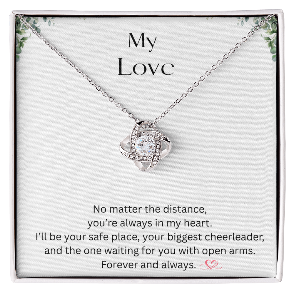 My Love Knot Necklace – Romantic Gift for Wife, Girlfriend, or Mom | White & Yellow Gold Finish”