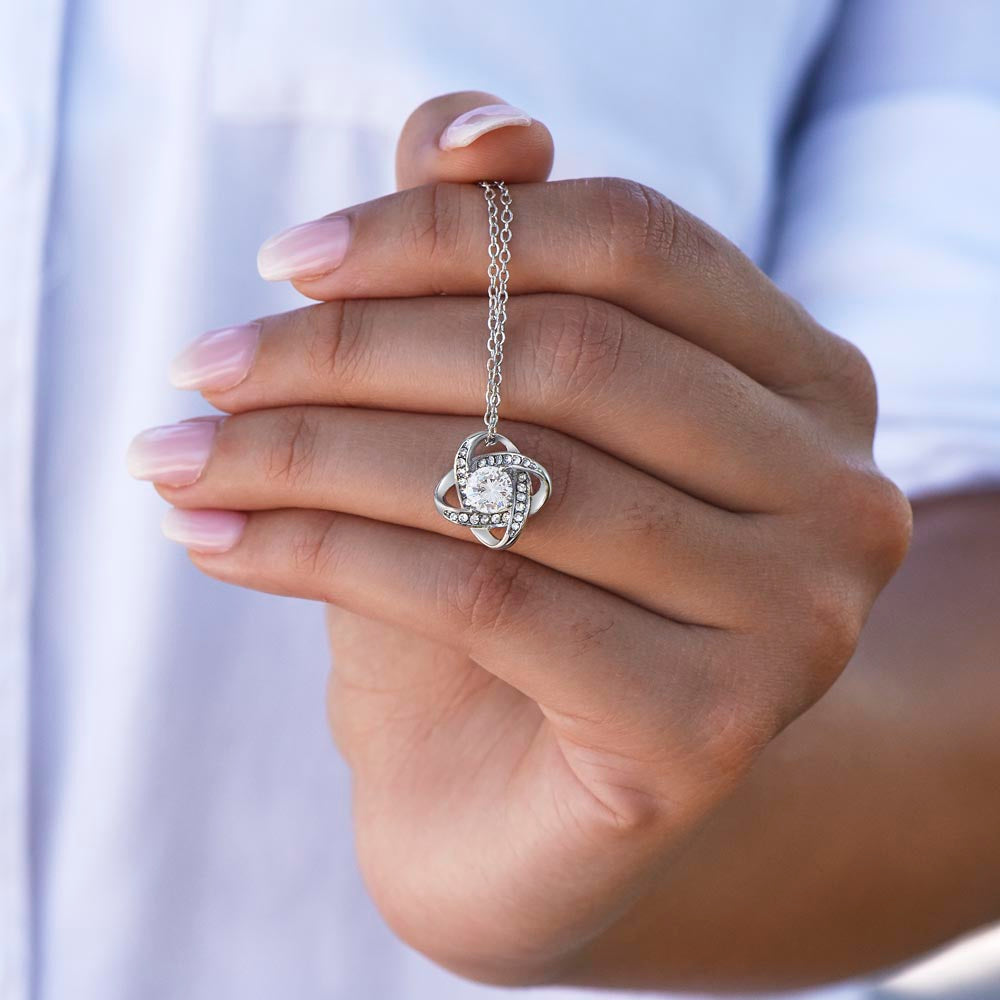 My Love Knot Necklace – Romantic Gift for Wife, Girlfriend, or Mom | White & Yellow Gold Finish”
