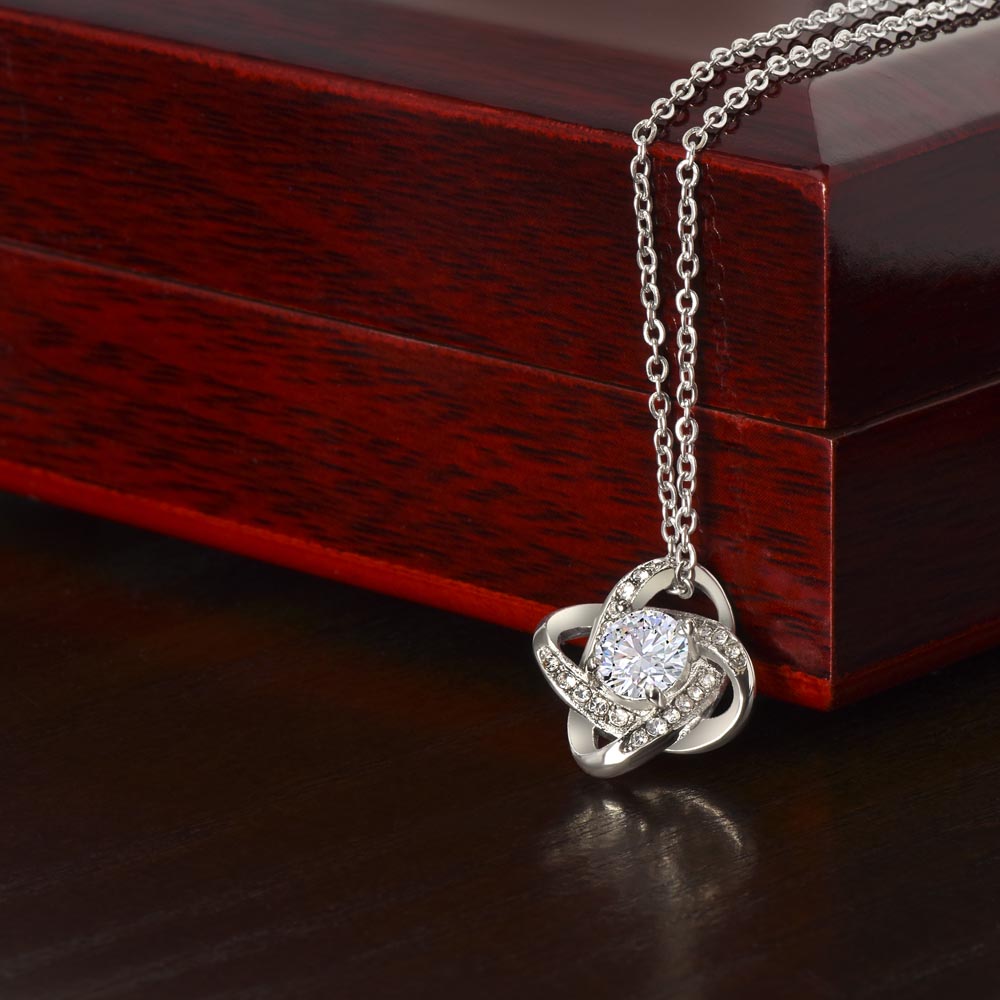 My Love Knot Necklace – Romantic Gift for Wife, Girlfriend, or Mom | White & Yellow Gold Finish”