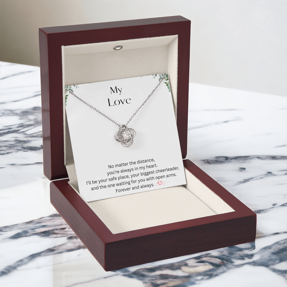 My Love Knot Necklace – Romantic Gift for Wife, Girlfriend, or Mom | White & Yellow Gold Finish”