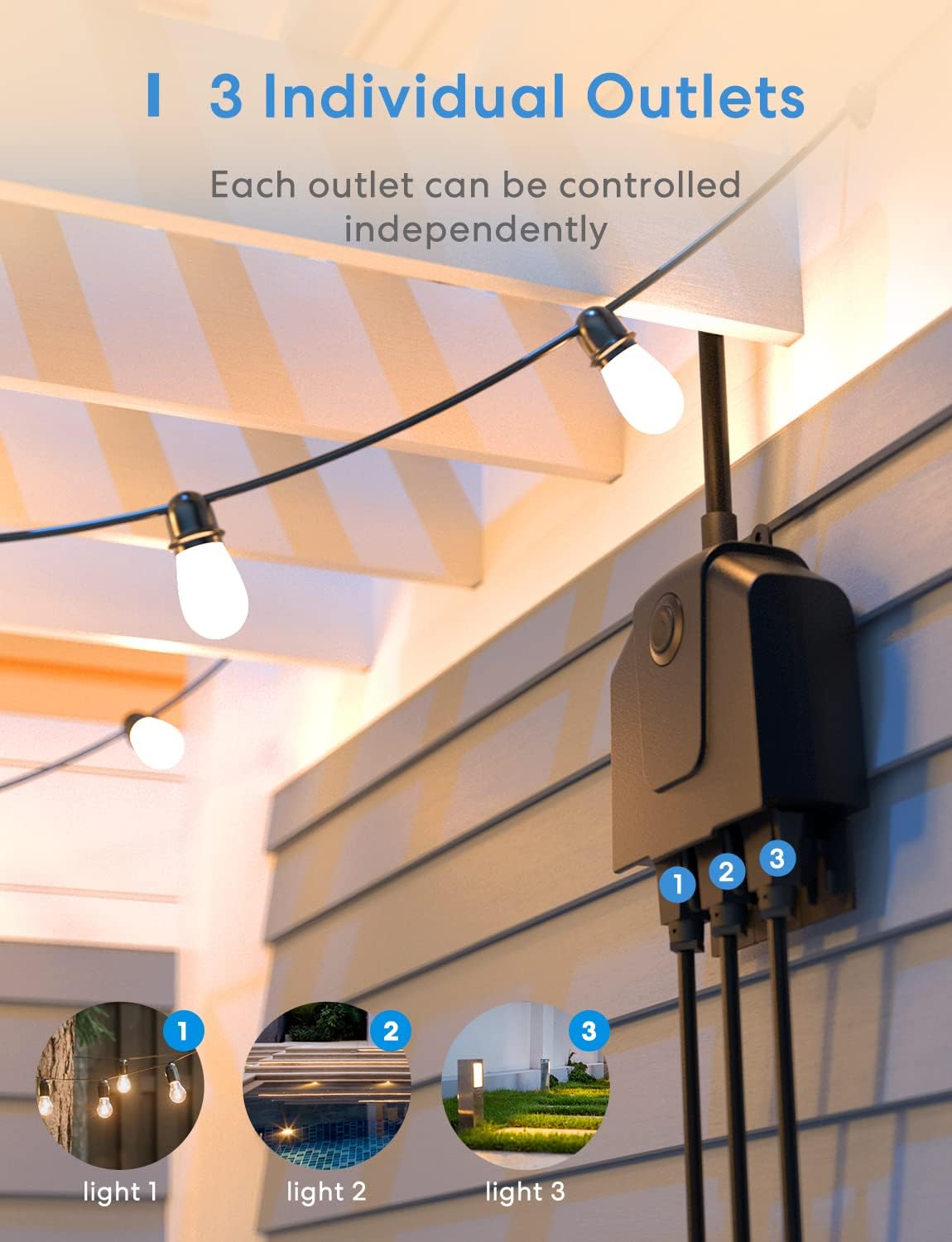 Smart Outdoor Plug – 3 Outlets (IP44)