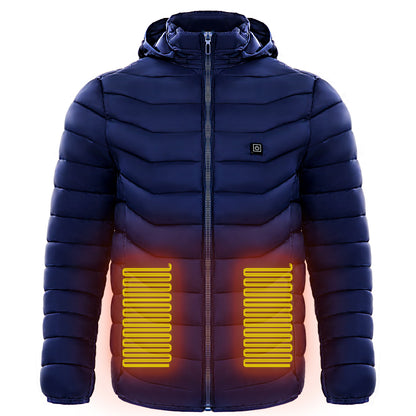 Men Heated Puffer Jacket Electric Heating Coat Insulated Hood Windbreaker