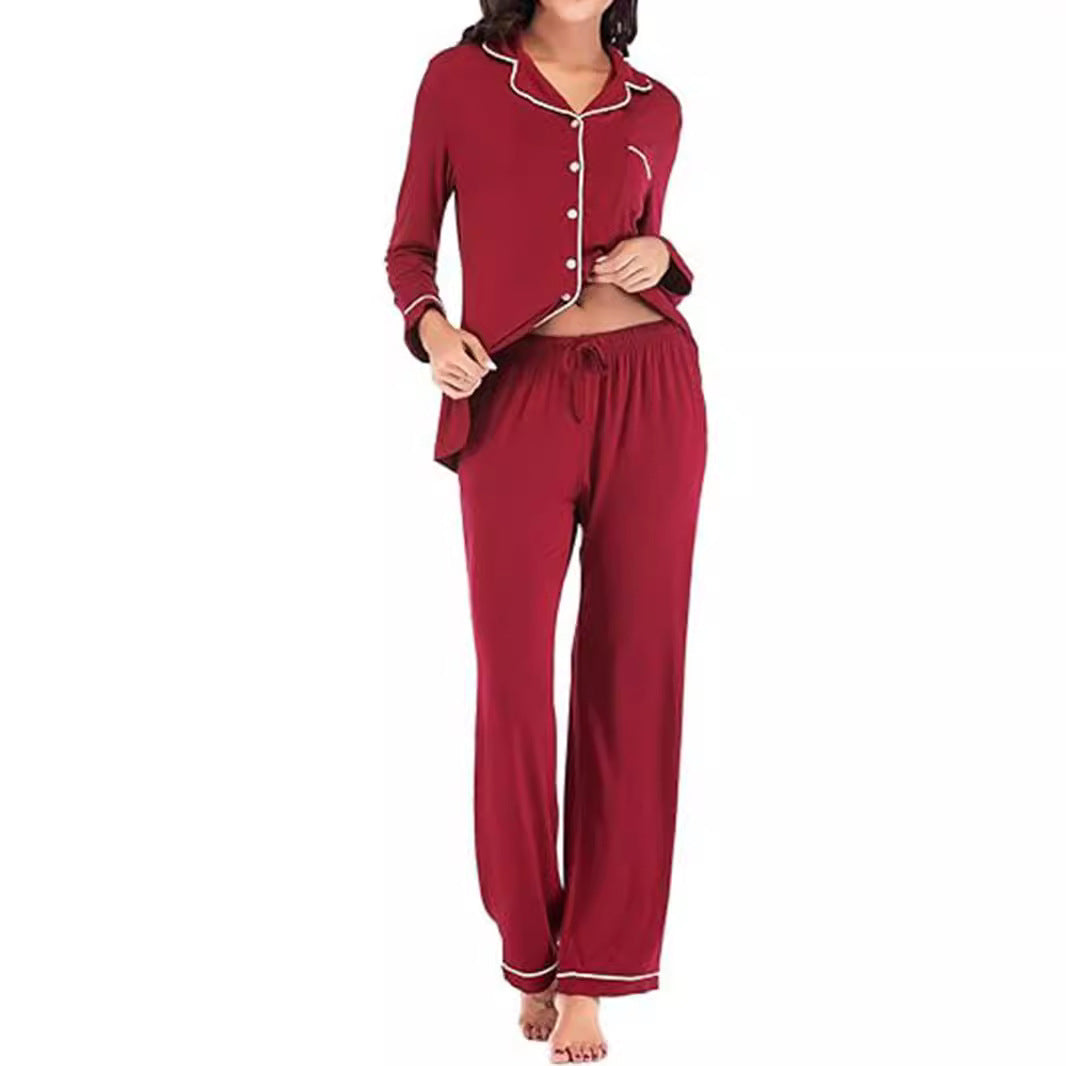 Women's Solid Color Casual Pocket Cardigan Button Long-sleeve Suit