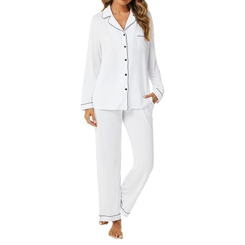 Women's Solid Color Casual Pocket Cardigan Button Long-sleeve Suit