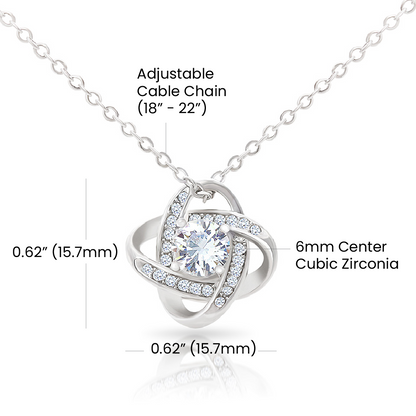 My Love Knot Necklace – Romantic Gift for Wife, Girlfriend, or Mom | White & Yellow Gold Finish”