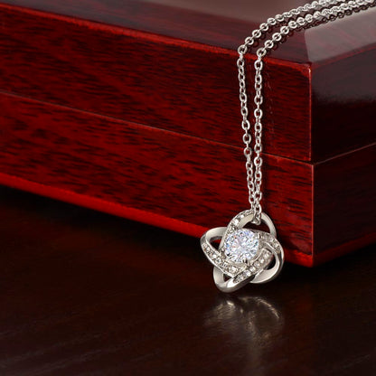 My Love Knot Necklace – Romantic Gift for Wife, Girlfriend, or Mom | White & Yellow Gold Finish”