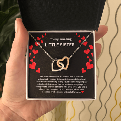 Little Sister Necklace Interlocking Hearts