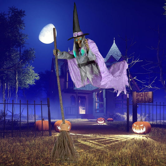 🧙‍♀️ Animated Flying Witch – Spooky Halloween Yard Decoration (50% OFF!)