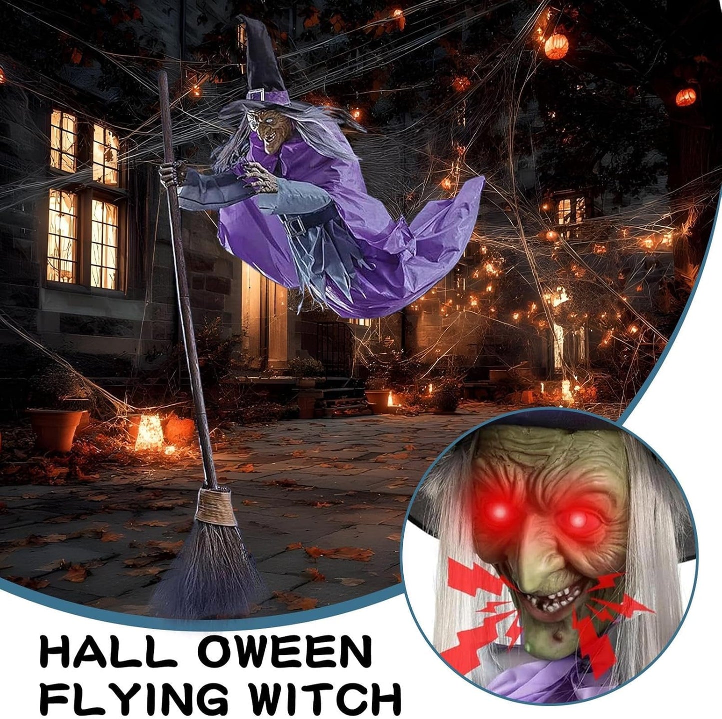 🧙‍♀️ Animated Flying Witch – Spooky Halloween Yard Decoration (50% OFF!)