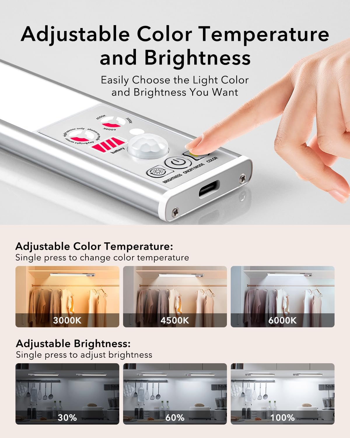 GlowTrack™ Smart Light – Motion-Activated LED Bar with Adjustable Brightness